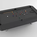 Black Billiard Table With Cue Stick Triangle Rack And Multiple Colored Balls 3d model
