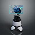 Modern Black And White Robot With Display Screen Showing Globe And Interface Elements 3d model