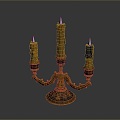 Candlestick Candle Copper Candlestick Classical Candlestick Lighting Supplies Red Candle White Candle Dinner 3d model