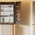 Modern Wine Cabinet With Glass Doors Storing Wine Glasses And Bottles Interior Design