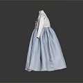 Elegant Traditional Korean Hanbok Clothing Light Blue White With Bow Decoration
