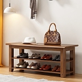 Nordic Walnut Shoe Cabinet 3d model