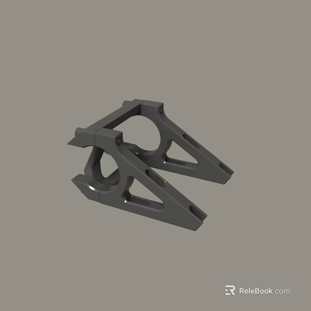 Gray Industrial Mechanical Bracket 3D Model With Circular Holes And Structural Design 3d model