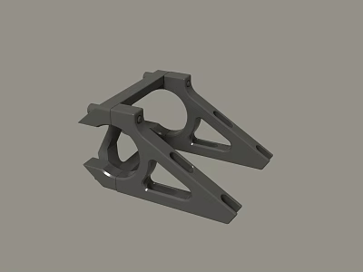 Gray Industrial Mechanical Bracket 3D Model With Circular Holes And Structural Design 3d model