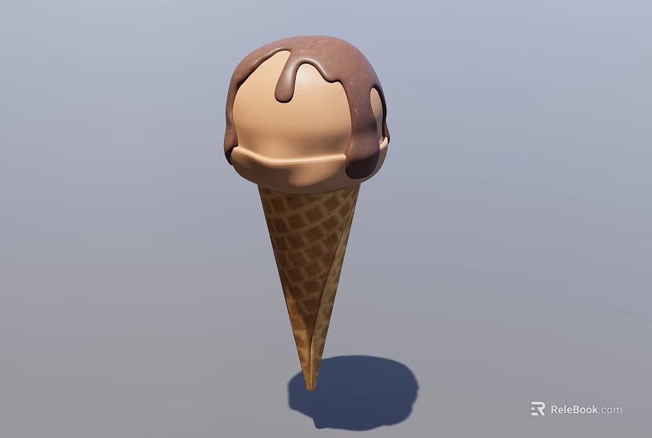 Delicious Frozen Cold Drink With Chocolate Drizzle On Waffle Ice Cream Cone 3d model 