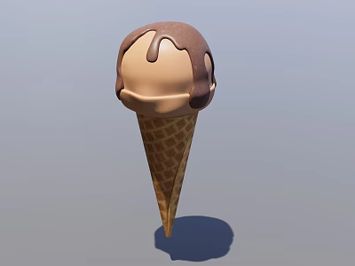Delicious Frozen Cold Drink With Chocolate Drizzle On Waffle Ice Cream Cone 3d model