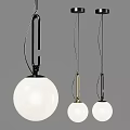 Contemporary Pendant Lights With White Glass Spherical Shades And Metal Hanging Frames