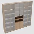 Modern Wooden Bookcase Design With Multiple Compartments And Glass Door Elements 3d model