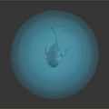Blue Shark Themed 3D Digital Art Wall Decor With Glowing Dots And Gray Background