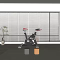 Modern Indoor Space With Exercise Bike Surfboard And Fitness Accessories Near Marble Wall