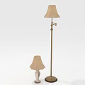 Stylish Floor And Table Lamp Combination With Beige Lampshades For Home Decor