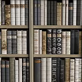 Vintage Wooden Bookshelf With Neatly Arranged Books And Diverse Cover Designs