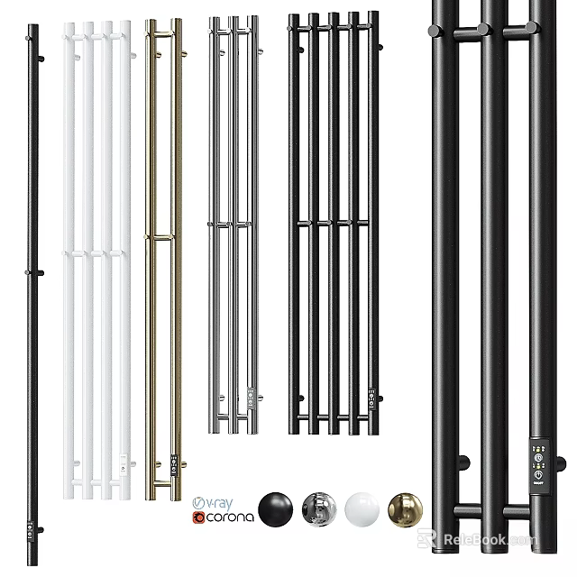 Modern Bathroom Accessories With Stainless Steel Towel Bars In Various Colors And Contemporary Design 3d model 