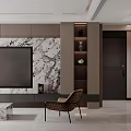 Modern Living Dining Room Interior With Beige L shaped Sofa Marble Coffee Table And Floor Lamp