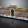 Traditional Architectural Model With Stone Walls Green Door And Mossy Roof