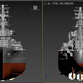 3D Model Of A Warship With Grey And Red Hull