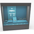 Modern Glass Display Cases With Black Bases Showcasing Exhibition Items