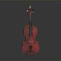 Glossy Red Violin As Household Item On Gray Background With Reflection