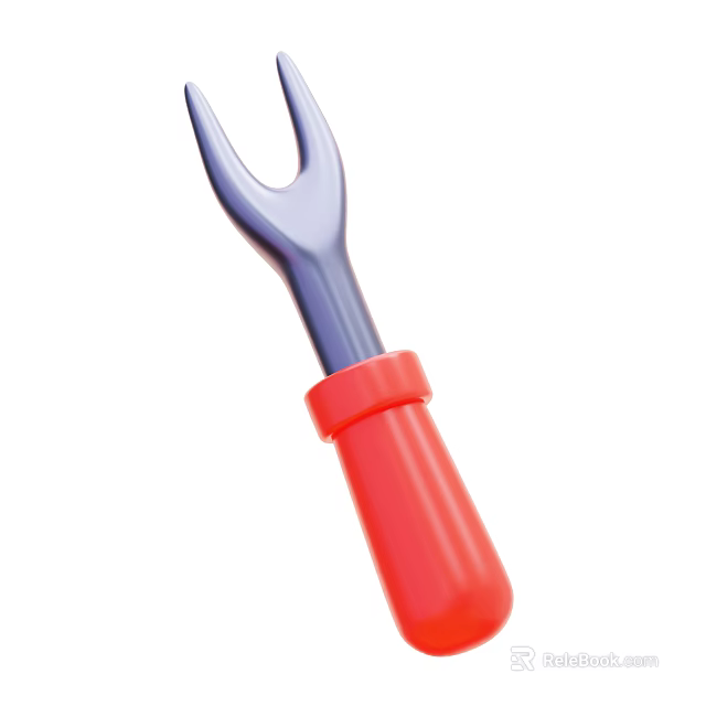 Durable Silver Metal Kitchen Utensil With Red Plastic Handle For Cooking 3d model 