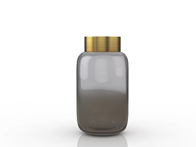 Transparent Glass Jar With Golden Lid For Decorative Storage And 3d model