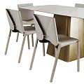 Modern Dining Table Set With Upholstered Chairs And Metal Frame Design 3d model