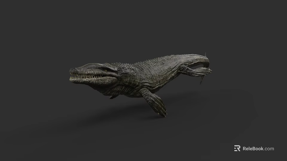 Ancient Aquatic Reptile With Scaly Skin Long Snout And Flipper Limbs 3d model 