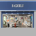 Modern Specialty Store With Glass Front Windows Display Shelves Bags Shoes Decorations And Plants