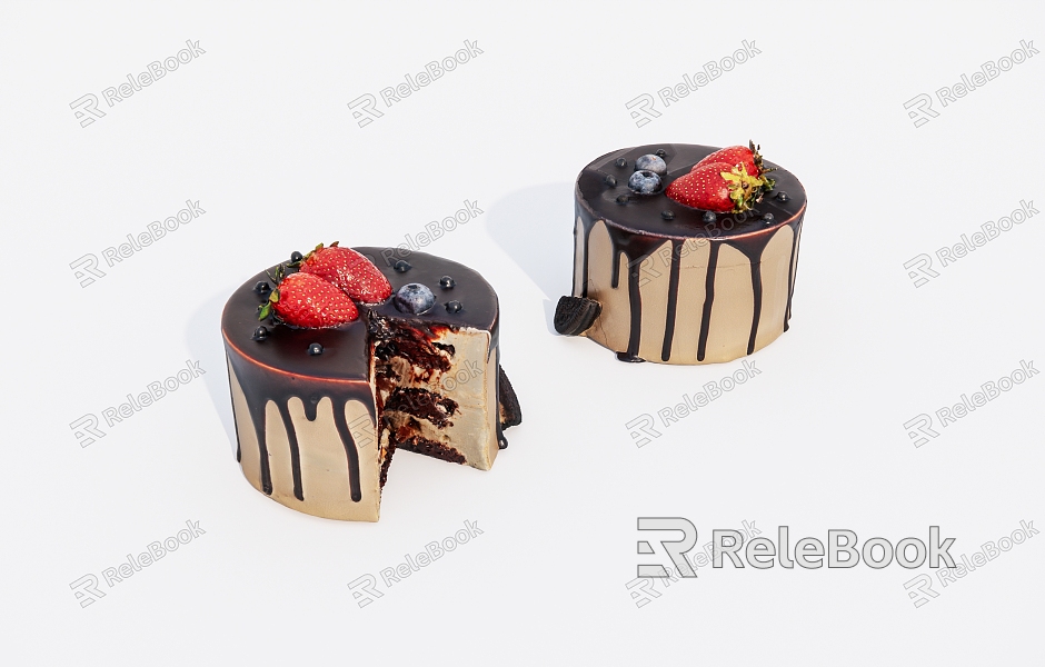 Food Pastry Strawberry Chocolate Cake model