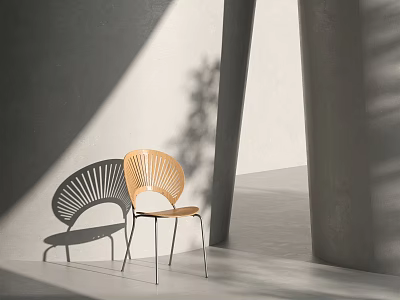 Modern Orange Leisure Chair With Curved Backrest In Sunlit Minimalist Space 3d model