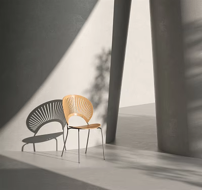Modern Orange Leisure Chair With Curved Backrest In Sunlit Minimalist Space 3d model