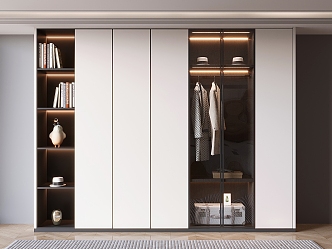 Modern Light Luxury Wardrobe Top Wardrobe Flat Door Wardrobe Glass Cabinet Door Wardrobe Clothes Accessories 3d model