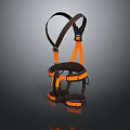 Black And Orange Adjustable Safety Harness With Shoulder Straps And Waist Belt