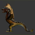 Mythical Dragon Character With Outstretched Golden Wings And Red Scaled Body