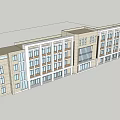 Modern Multi Storey Office Building With Stone Facade And Large Windows 3d model