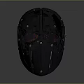 Black Tactical Mask With Purple Lenses And Hard Shell Design For Cosplay Wear