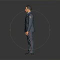 Uniformed Man Standing In Gray Background With Formal Attire And Badges