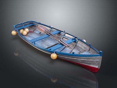 modern small boat small wooden boat fishing boat 3d model