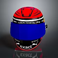Aston Martin Racing Helmet With Red Design Blue Visor And Puma Exact Logos