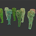 Multiple Standing Human Figure Sculptures With Brown Textured Surface And Various Poses 3d model