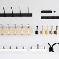 Various Wall Mounted Hooks In Different Colors And Materials For Home Use 3d model