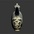 Dragon Sculpture Carving Featuring Blue And White Pattern Dragon Head Spout Decorative Design And Lid