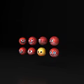 Cartoon Style Decorative Ornament Set With Red And Yellow Spherical Pieces And Expressions