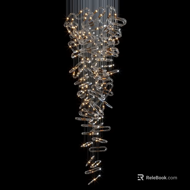 Elegant Modern Spiral Transparent Crystal Chandelier With Hanging Lighting Elements 3d model 