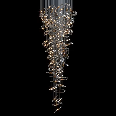 Elegant Modern Spiral Transparent Crystal Chandelier With Hanging Lighting Elements 3d model