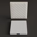 Two White Mattresses Featuring Diamond Quilted Design One Upright And Flat 3d model
