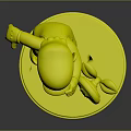 Mario 3D Model With Hand On Hat And Red Flower With Green Leaves