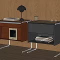Middle-style bedside table side table 3d model