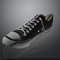 Classic Black Canvas Casual Shoes With White Laces And White Sole Design