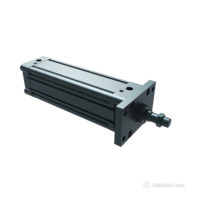 Industrial Pneumatic Cylinder With Metal Construction End Ports And Mounting Holes 3d model 