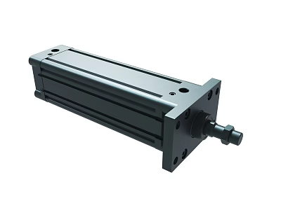 Industrial Pneumatic Cylinder With Metal Construction End Ports And Mounting Holes 3d model